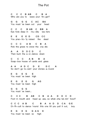 The Pot Piano letter notes by Tool - Arr.Wattle