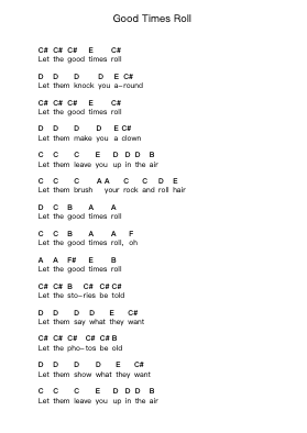Good Times Roll Piano letter notes by The Cars - Arr.Kawar Rusfrank