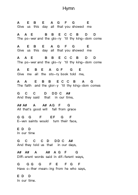 Hymn Piano letter notes by Lunatica - Arr.Brumaud
