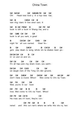China Town Piano letter notes by Van Halen - Arr.Janedo