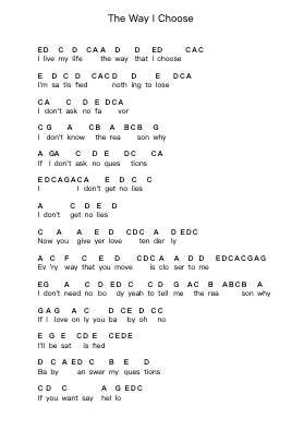 The Way I Choose Piano letter notes by Bad Company - Arr.Buckchad