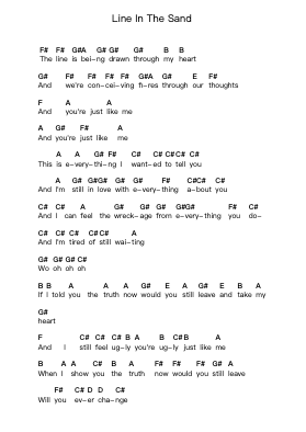 Line In The Sand Piano letter notes by Bleeding Through - Arr.Aslan Wordford