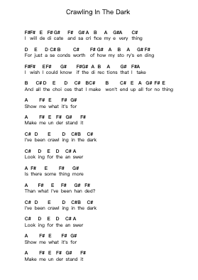 Crawling In The Dark Piano letter notes by Hoobastank - Arr.Consclife Gosden