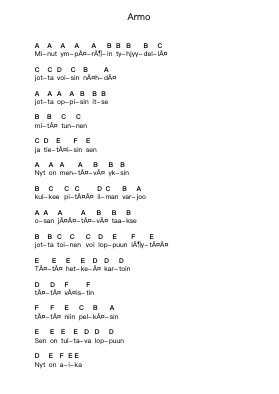 Armo Piano letter notes by Apulanta - Arr.Wattsh