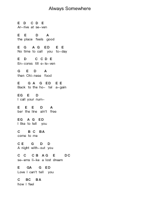 Always Somewhere Piano letter notes by Scorpions - Arr.Handre Raekiel