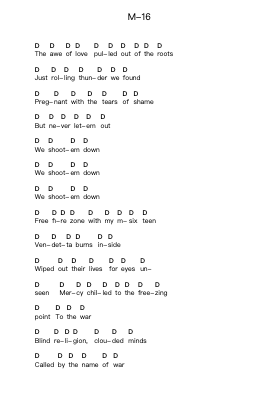 M-16 Piano letter notes by Sodom - Arr.Roxantab Mushaw