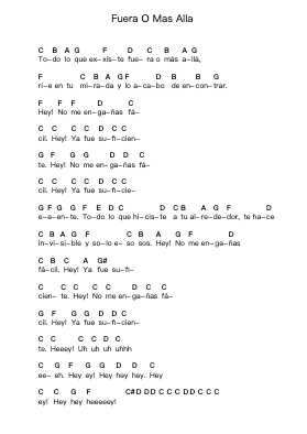 Fuera O Mas Alla 鋼琴字母譜由 Eruca Sativa - 編曲 Reyblume Poundtor