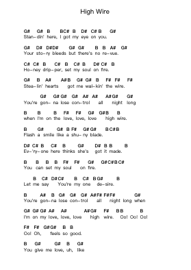 High Wire पियानो पत्र नोट्स द्वारा Badlands - Arr.Quinncol