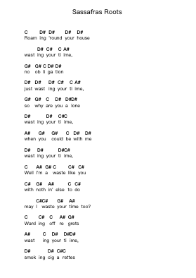 Sassafras Roots Piano letter notes by Green Day - Arr.Derlian Sumeo