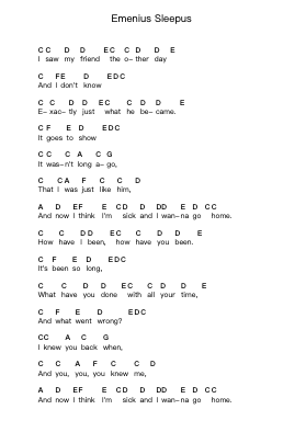 Emenius Sleepus Piano letter notes by Green Day - Arr.Norther