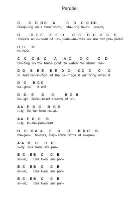 Parallel Piano letter notes by Bad Religion - Arr.Wilheljones