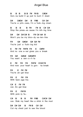 Angel Blue Piano letter notes by Green Day - Arr.Herkyle