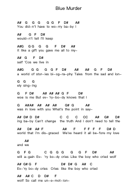 Blue Murder Ноты для пиано в буквенном формате от The Feeling - Arr.Rooven