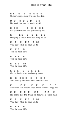 This Is Your Life Piano letter notes by The Adicts - Arr.Peing