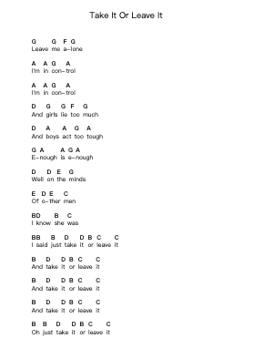 Take It Or Leave It Nuty fortepianowe w literach przez The Strokes - Arr.Graril