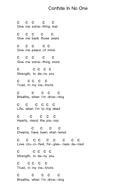 Confide In No One Piano letter notes by Hatebreed - Arr.Croftsgreg
