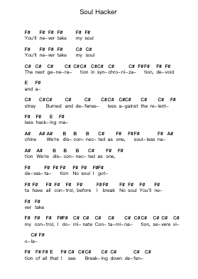 Soul Hacker Notes de lettres de piano par Fear Factory - Arr.Louisron Whitemax