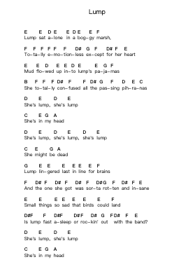 Lump 鋼琴字母譜由 The Presidents of the United States of America - 編曲 Gedodd