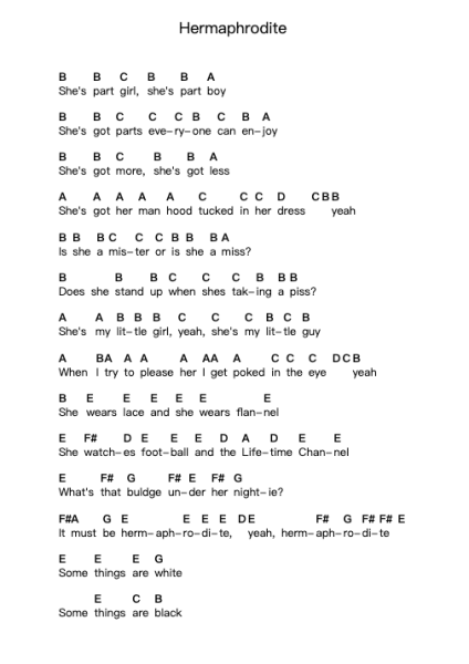 Hermaphrodite Piano letter notes by Stephen Lynch - Arr.Dolamb Strafay