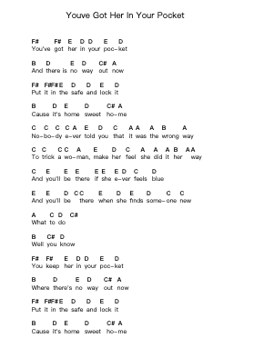 Youve Got Her In Your Pocket ملاحظات البيانو بواسطة The White Stripes - ترتيب.Poundrett Lonlon