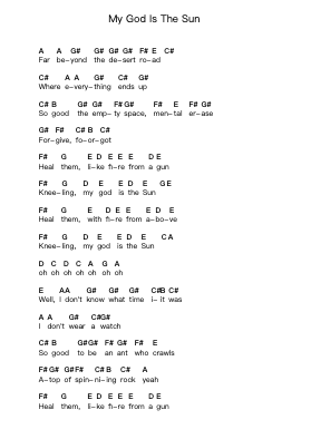 My God Is The Sun 鋼琴字母譜由 Queens of the Stone Age - 編曲 Gwenje Cookmike