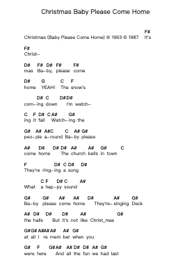 Christmas Baby Please Come Home Piano letter notes by U2 - Arr.Jeffhy Lionelmatt
