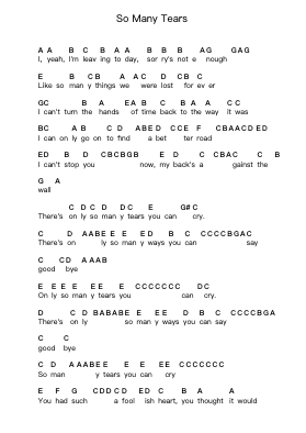 So Many Tears Piano letter notes by Dokken - Arr.Kayrist