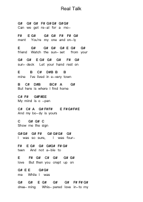 Real Talk Piano letter notes by Bloc Party - Arr.Melra Consmer