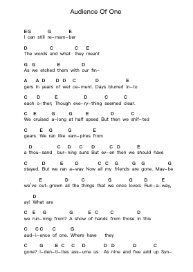 Audience Of One Notas de piano en letras por Rise Against - Arr.Hobbaird Birdsibyl