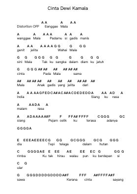 Cinta Dewi Kamala Piano letter notes by Khalifah - Arr.Bclark