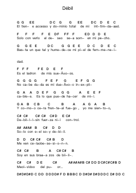 Débil Notes de lettres de piano par Yolandita Monge - Arr.Yetkim Vauglvis