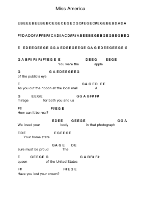 Miss America Piano letter notes by Styx - Arr.Longbohm