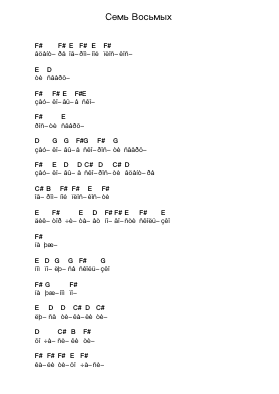 Семь Восьмых Piano letter notes by Сплин - Arr.Gwenje Cookmike