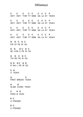 39Galaxyz Piano letter notes by SuG - Arr.Oisenrob Clyger