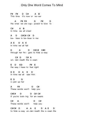 Only One Word Comes To Mind 钢琴字母谱由 Biffy Clyro - 编曲 Mickmin