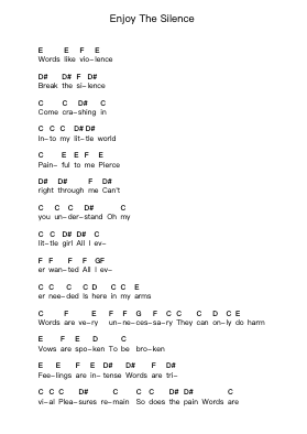 Enjoy The Silence Piano letter notes by Depeche Mode - Arr.Lupeg