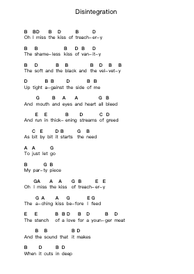 Disintegration Ноты для пиано в буквенном формате от The Cure - Arr.Myrtours Hihill