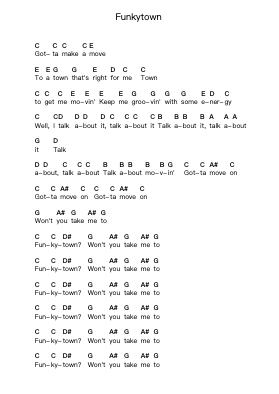 Funkytown Piano letter notes by Lipps, Inc. - Arr.Popbraith Cookryl