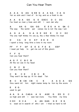 Can You Hear Them Piano letter notes by Ozzy Osbourne - Arr.Kaygill Clarcarr