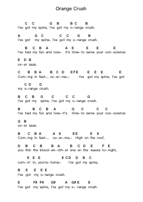 Orange Crush 钢琴字母谱由 R.E.M. - 编曲 Chrisboyd Crosean