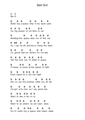 Bail Out Piano letter notes by D.R.I. - Arr.Minmeg Bobfax