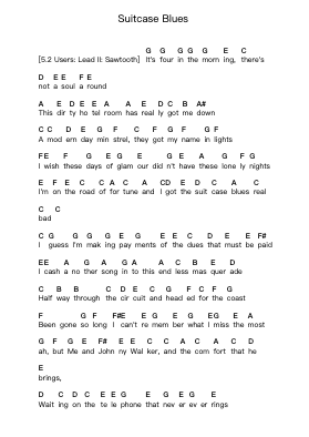 Suitcase Blues 钢琴字母谱由 Triumph - 编曲 Doyvan Kipholmes