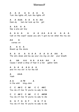 Werewolf Nota surat piano oleh Every Time I Die - Arr.Foxbroad Wilsey