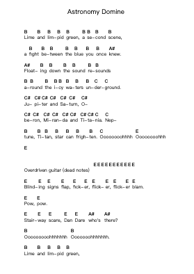Astronomy Domine Piano letter notes by Pink Floyd - Arr.Hubpir