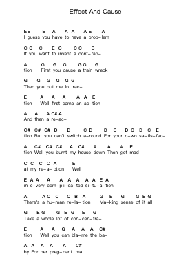 Effect And Cause Piano letter notes by The White Stripes - Arr.Atkuk