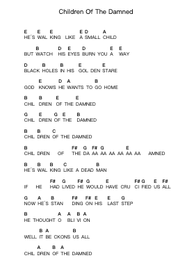 Children Of The Damned Piano letter notes by Iron Maiden - Arr.Ldad Jeanvan