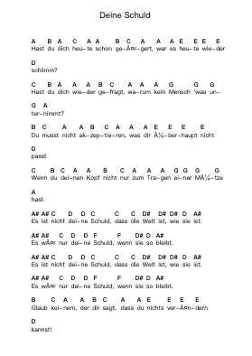 Deine Schuld Note letterarie per pianoforte di Die Ärzte - Arr.Foxsam Sharpliam