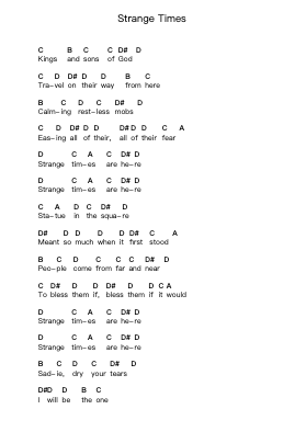 Strange Times पियानो पत्र नोट्स द्वारा The Black Keys - Arr.Fanbrow Douggreve