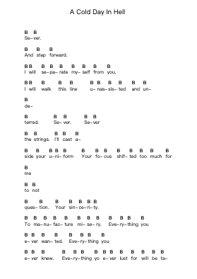 A Cold Day In Hell Piano letter notes by Parkway Drive - Arr.Natmatt