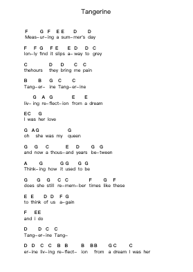 Tangerine Piano letter notes by Led Zeppelin - Arr.Copraine